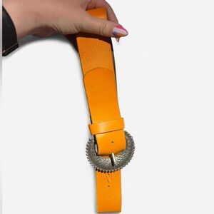 Free People Orange Belt with Silver Buckle